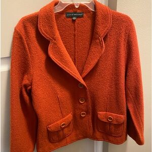 Women XL 100% Wool Blazer. Beautiful burnt orange color